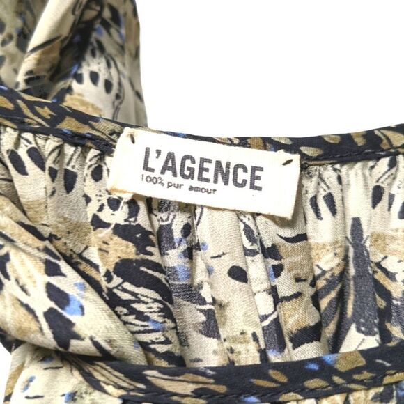 L'AGENCE Larice Flutter Sleeve Floral Silk Top XS - Picture 5 of 10